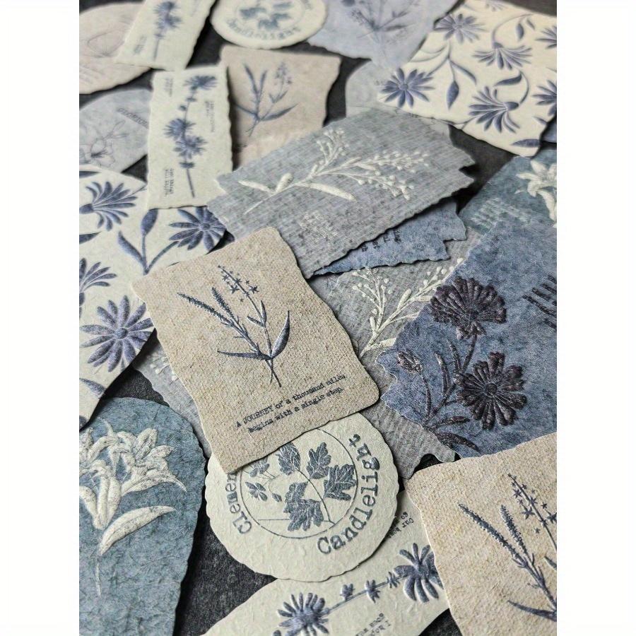 1 Box 30pcs Embossed Vintage Floral Natural Texture English Labels Decorative Stickers for Scrapbooking, School Supplies, Back To School