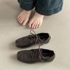 Fashion Versatile Retro Square Head Lace-up and Thin Flat-bottomed Small Leather Shoes for Women's 2025 Summer New Solid Color Simple Single Shoes