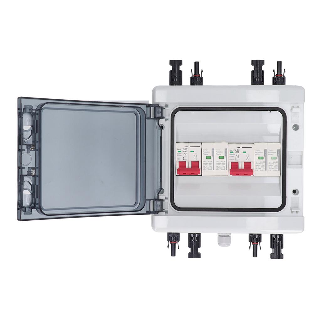 PV-Leistungsschalter DC 500 V 32 A IP65 Trennschalter 2 Eingänge 2 Ausgänge mit Box zum Schutz