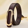 Women's Genuine Leather Black Belt - Casual, Simple, Versatile Accessory for Waist and Jeans, Thin Design for Suit Pants