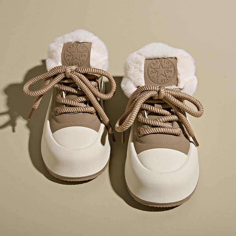 Platform women's shoes new autumn and winter velvet warm fluff two cotton shoes versatile casual shoes