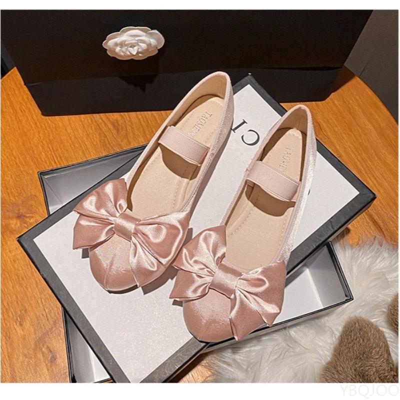 

Fashion Butterfly bow round toe cute casual flat shoes for spring autumn nstyles fashionable versatile not tiring for feet single shoe 43 розовый
