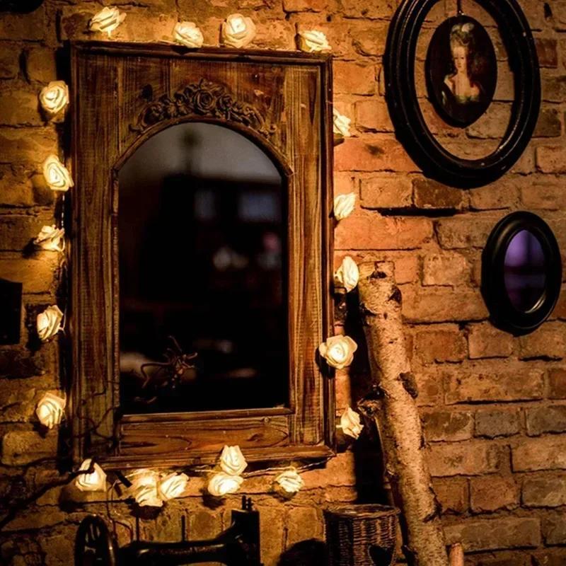 White Rose LED Lantern - Valentine's/Wedding/Birthday Decoration (10LED, 1 Pack) for Family Gatherings