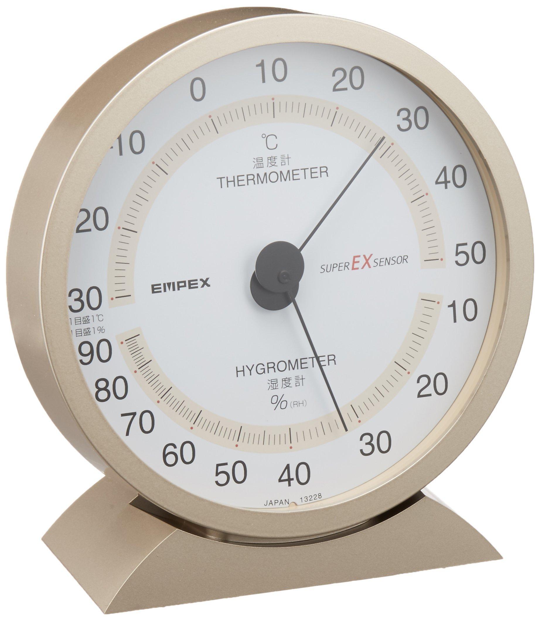 

Empex Weather Super Can be Placed or Made in Champagne Meter, Thermo-Hygrometer, Analog, EX, Thermo-Hygrometer, Hanged, Japan, Gold, EX-2718, золотой
