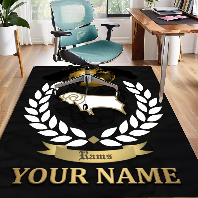 Derby County F.C. Design Area Rug Personalized Name- Non-Slip, Soft & Cozy Floor Mat for Living Room, Office - Indoor/Outdoor Carpet