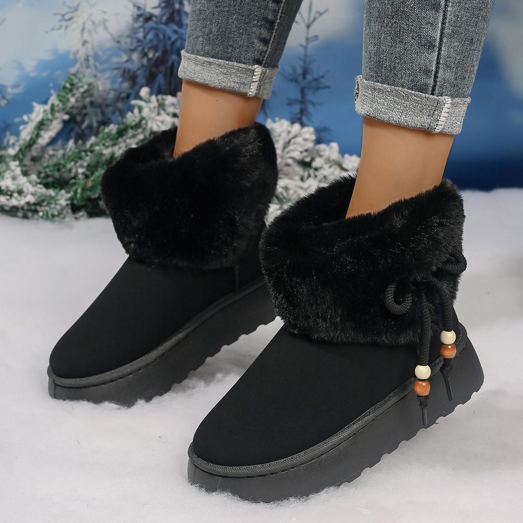 Fashion Women Snow Boots 2025 New Warm Thickened Plush Boots Thick Sole Casual Comfortable Anti-slip Women Shoes Winter Mid-calf Boots