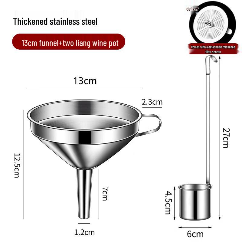 Qiwei Stainless Steel Food-Grade Funnel with Filter