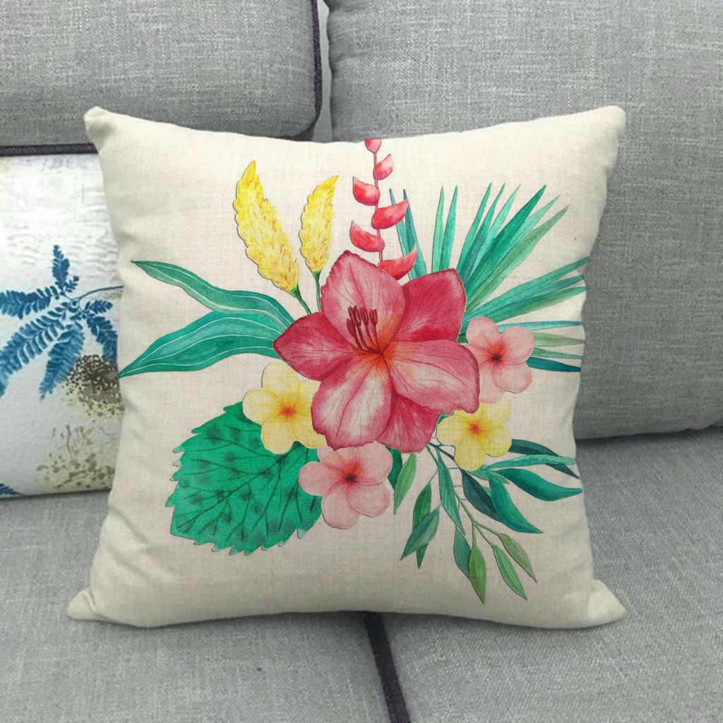 Adorable Flamingo Watercolor Flowers Digital Printing Short Plush Pillow Covers For Car Sofa Office Cushion Cover Home Goods