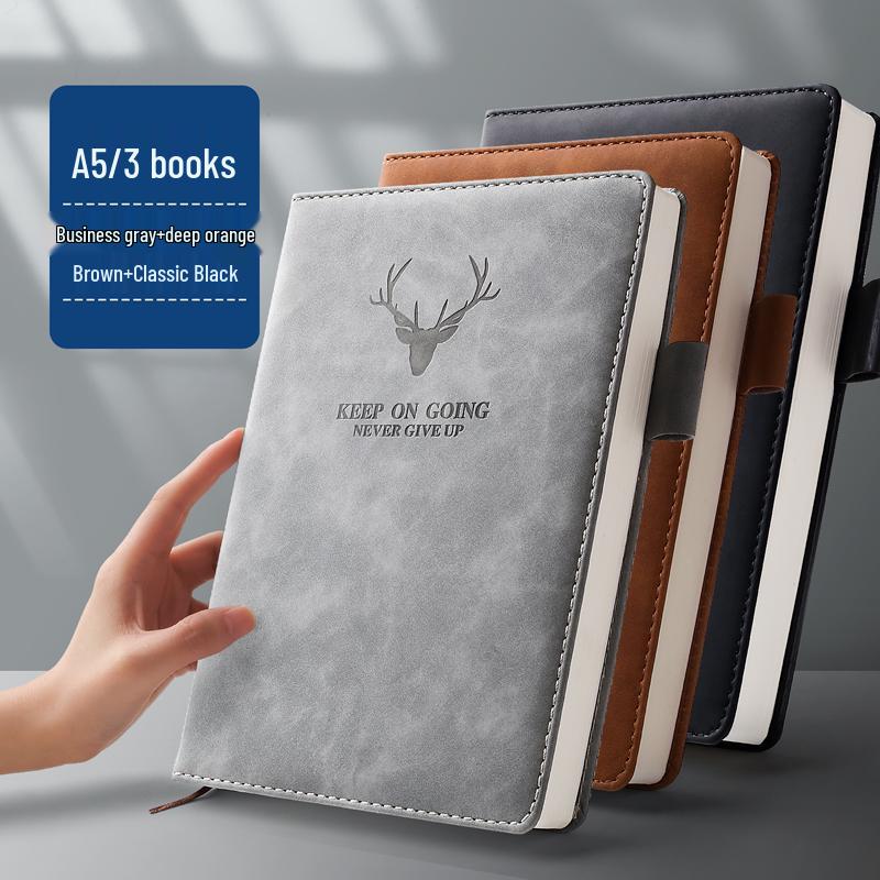 Soft Leather Business Notebook for Meetings & Notes - Thickened Cover