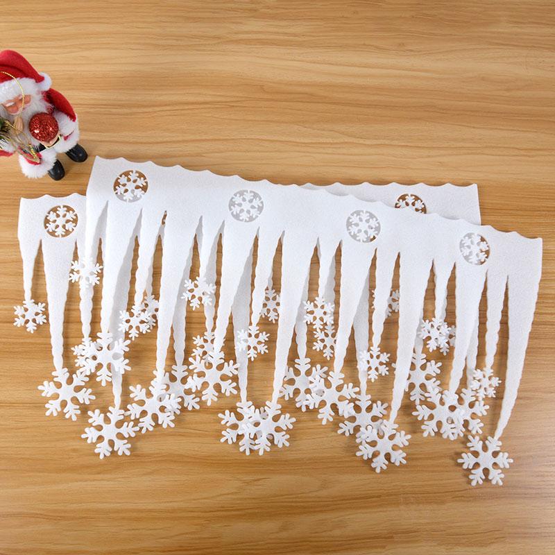 2pcs/lot Christmas White Snowflake Artifical Snow Ice Strip Xmas Decoration Ornament Pendants Festival Party Window Decoration