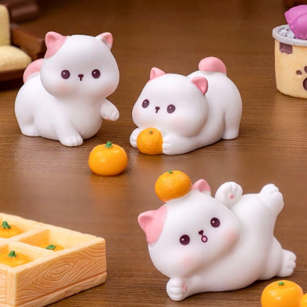 Cute Mini Cat Ornament Cartoon Kitten Statue Cat Figurines Miniatures  Fairy Garden Decorations