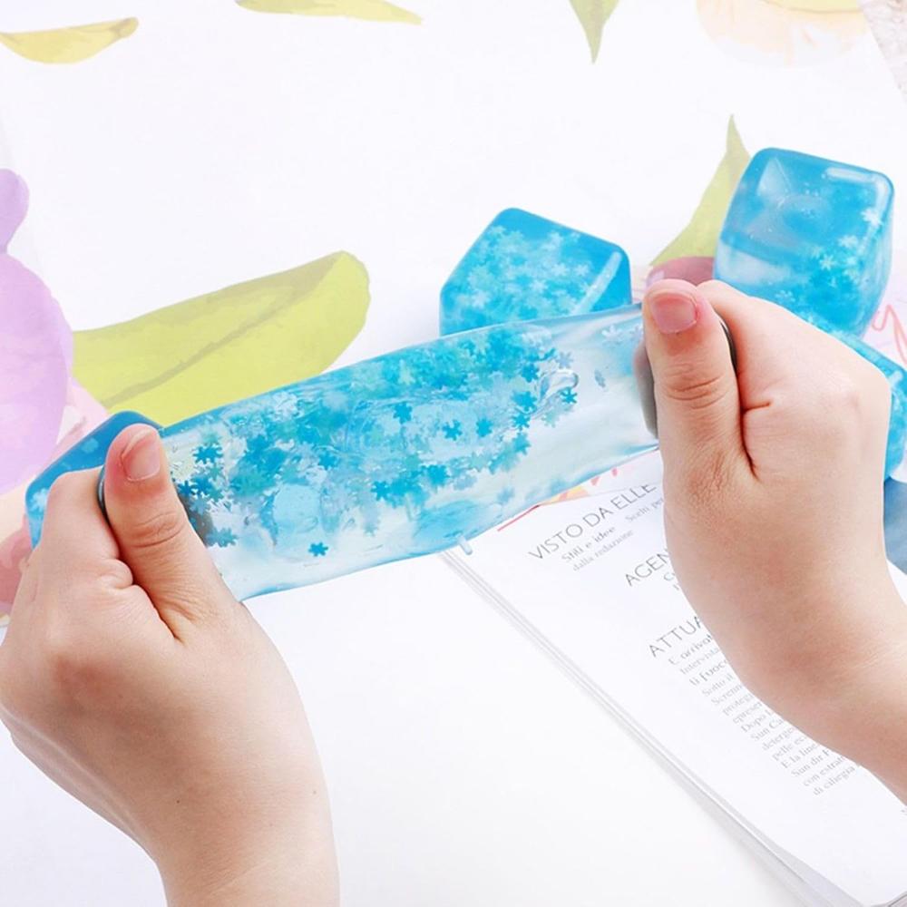 Stress Relief Ice Cube Squishy Toy with Silent Snowflakes-Slow-Rise Square Sensory Fidget for Anxiety Calming Kids/Adults Gift