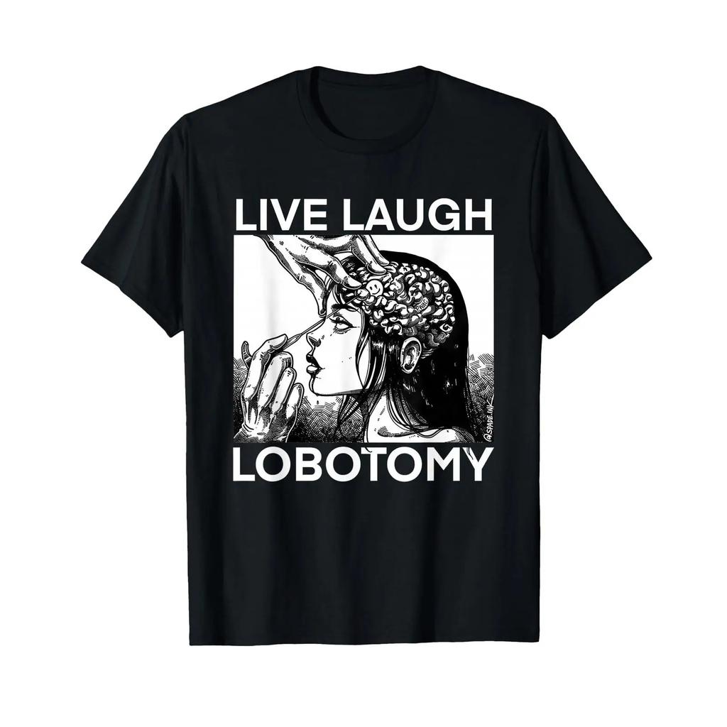 Live Laugh Lobotomy Spade Ink T Shirt Vintage Breathable Comfortable Homme Slightly Soft Unisex Casual Designer Clothes