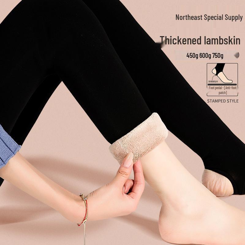 Women's Thick Fleece-Lined Wool-Blend Pants, Ideal for Winter Outdoor Wear, Extra-Warm and Cozy.