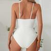 Women’s Solid Color One-Piece Swimsuit, Modest Bikini Swimwear Summer Beach Monokini Bathing Suit