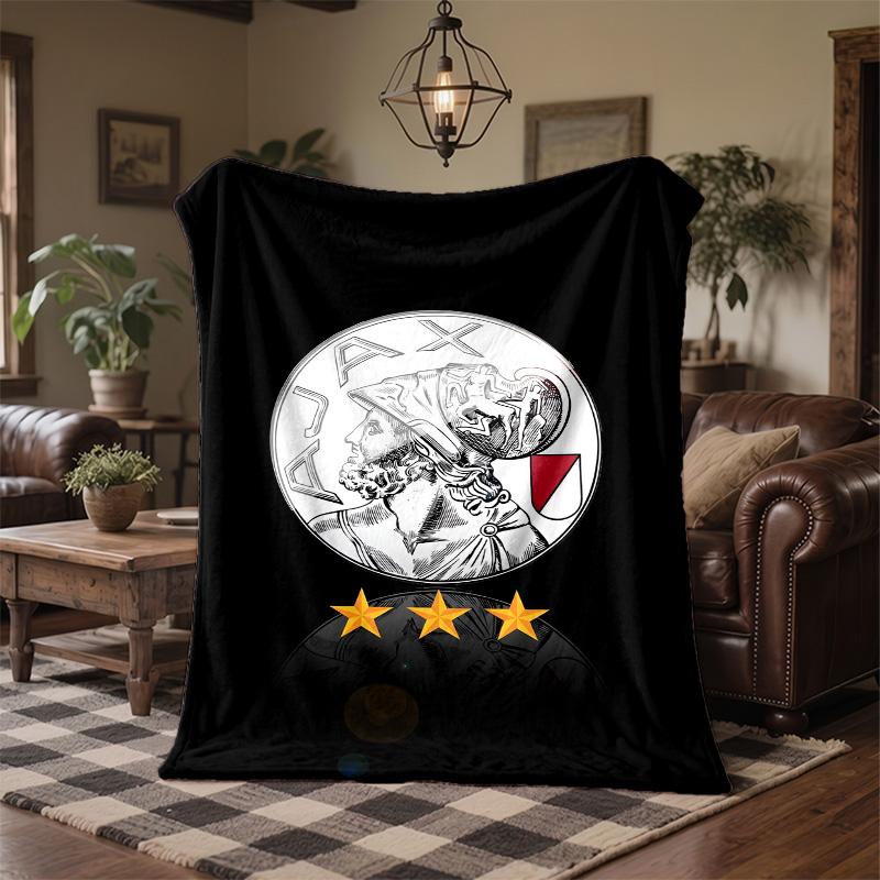 Ajax Amsterdam Print Flannel Blanket Soft Warm Sofa Bed Throw Blanket For Home Office Bedroom