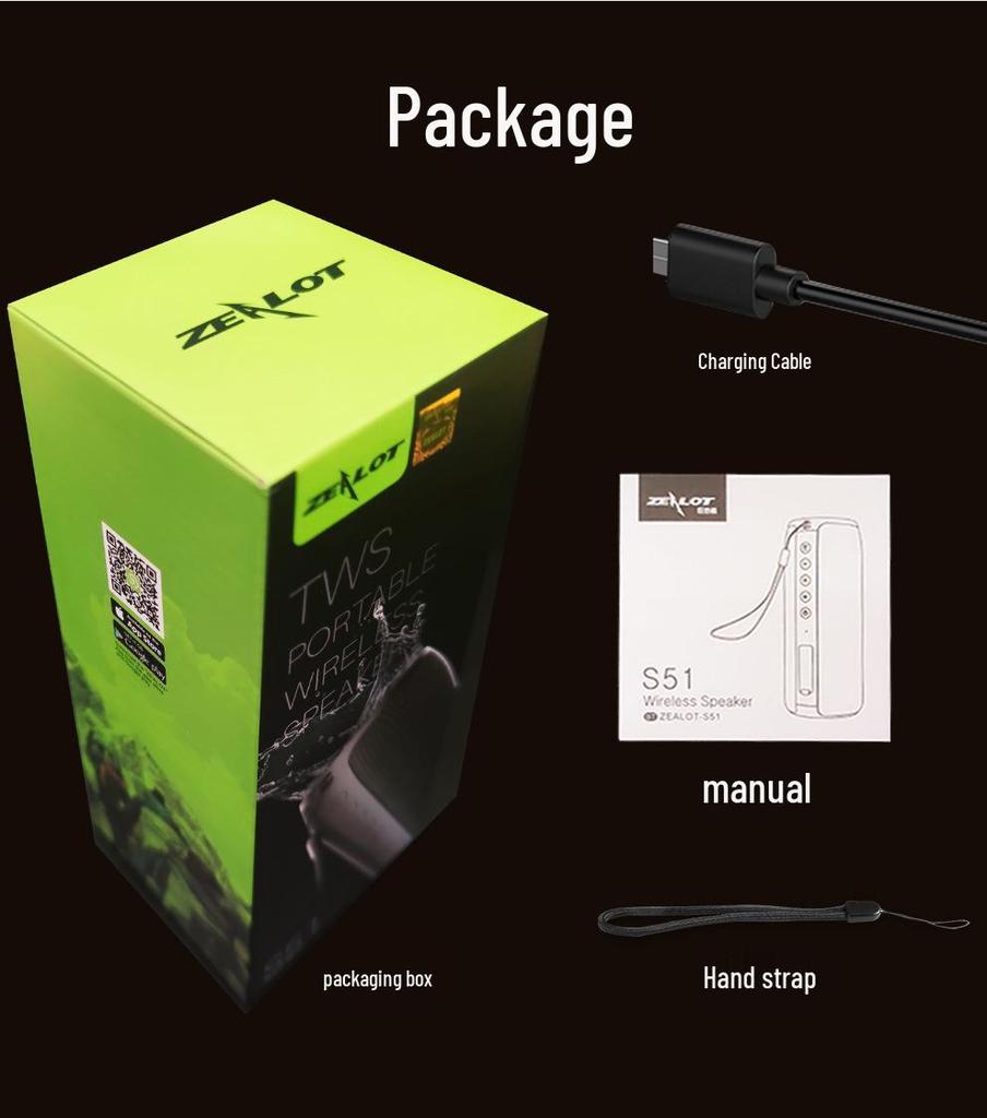 Zealot S51 Wireless TWS Dual Speaker with Heavy Bass - Outdoor Portable Bluetooth Speaker