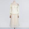 Niche Design Temperament Sloping Shoulders Waist Top With Lace Mesh Skirt Suit Women