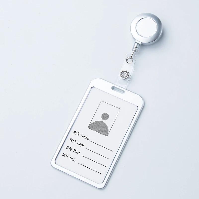 1pc Retractable Pull Badge Holders With Reel Clip Bus Credit Card Case Visit Door Identity Badge Cards Cover Credential Holder