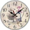 30CM Silent Wall Clock,Vintage Pattern Wooden Cardboard Wall Clock, European Retro Clock for Chic Home Office Cafe Decor