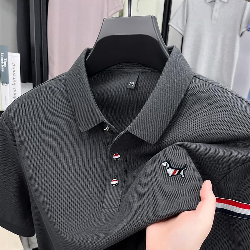 Cotton Men's Polo Shirt Lapel Short Sleeve T-Shirt Summer Arrival Small Dog Print Fashion Business Menswear