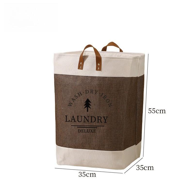 Home dirty clothes basket foldable imitation linen dirty clothes storage basket printed image two handed clothes basket
