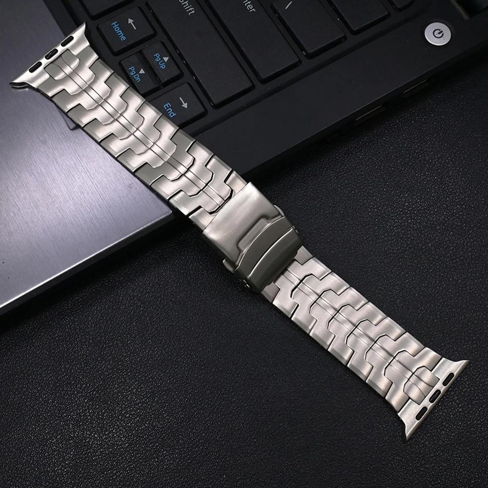 

Titanium Band for Apple Watch Ultra 2 49mm 10 46mm 9 8 7 45mm Watchband Business Men Bracelet for iWatch 6 5 4 se 44 45mm Strap for iWatch 44mm срібний