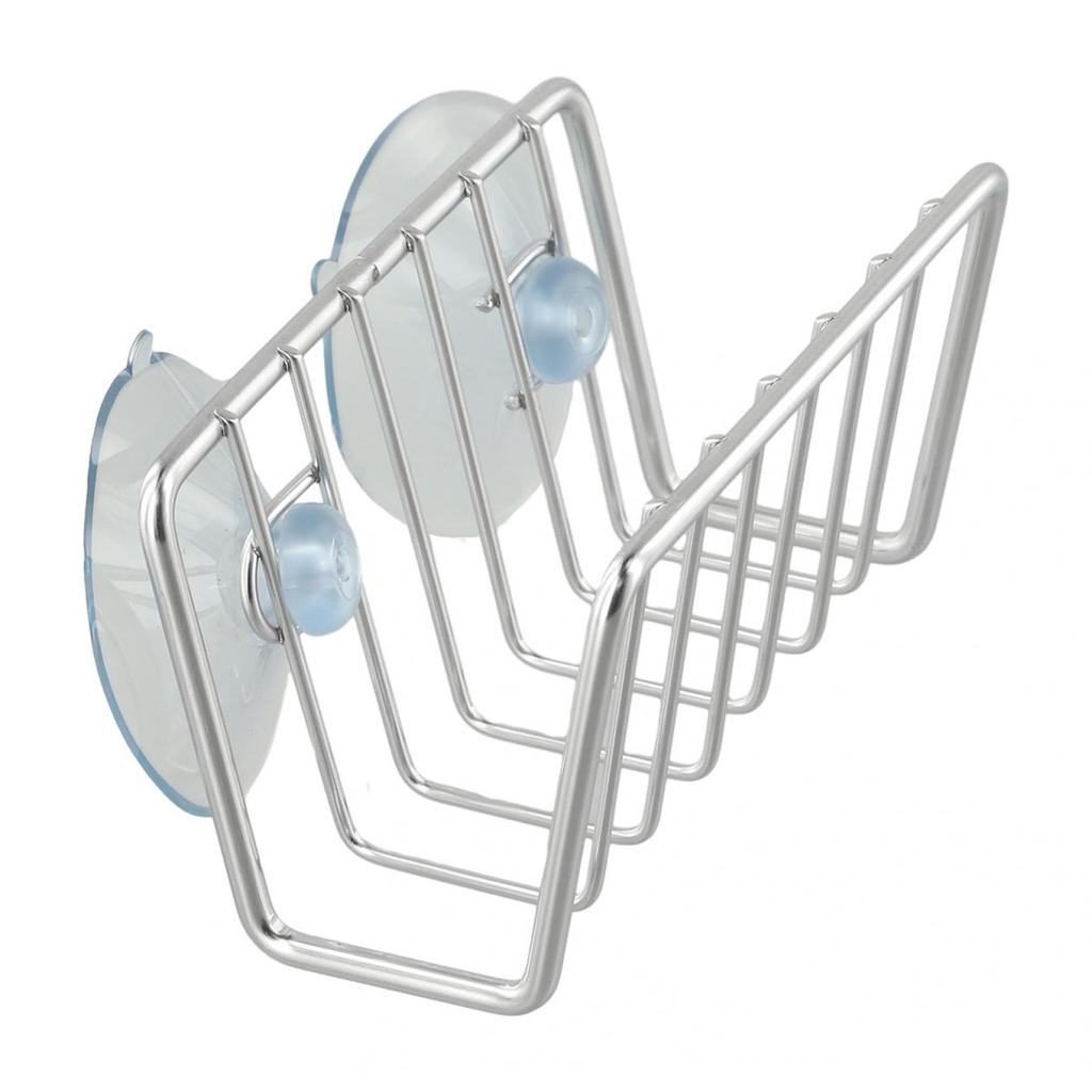 Versatile Metal Sink Sponge Holder Draining Basket Kitchen Rack with Suction Cup