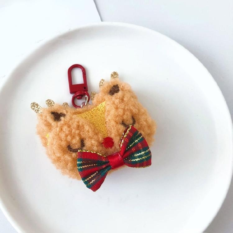 6pcs Adorable Plush Key Chain Soft Touch Christmas Themed Bag Pendants Fashionable Keychain Ornament for Women Girls