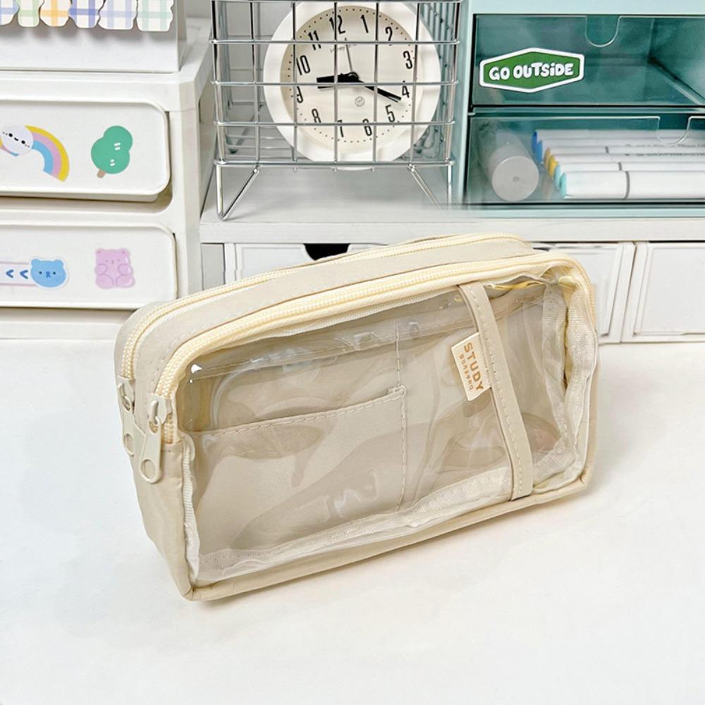 

Large-capacity Double-layer Pencil Bag Waterproof Stationery Bags Junior High School Students Style 1