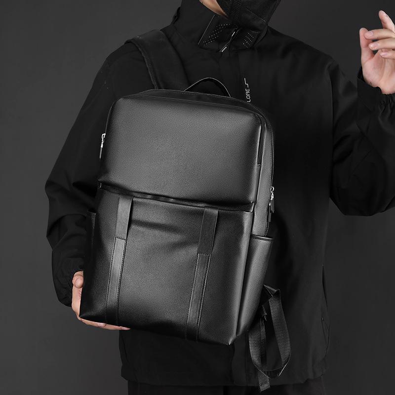 Men's Trendy Large Capacity PU Backpack for Travel and Commute
