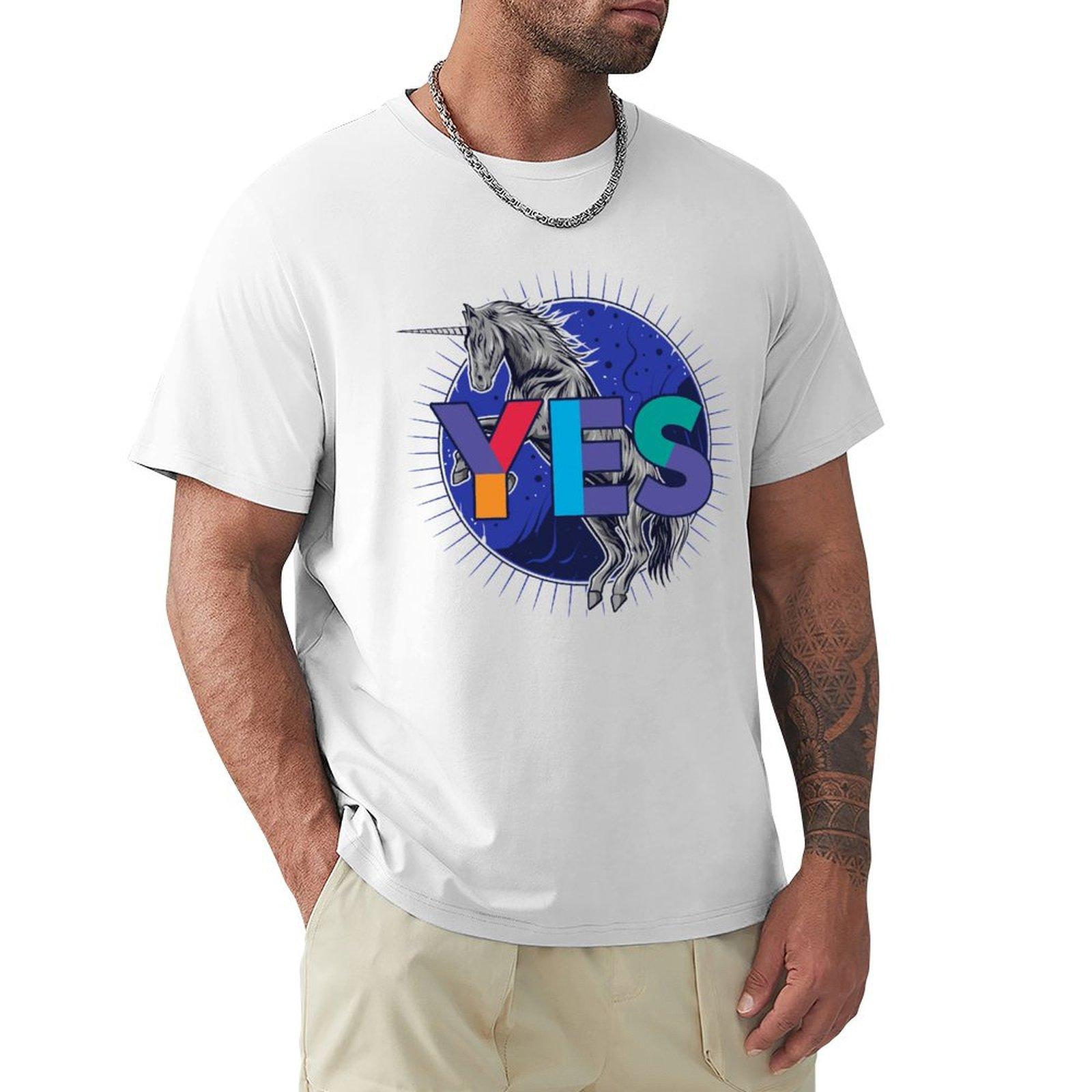 Yes logo and Unicorn with Blue Moon TShirt anime shirt blue lock men graphic t shirts S