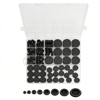 125 stycken gummipluggar för 1/5" 1/4" 3/8" 1/2" 5/8" 3/4" 1" hål Silikon Hållbarhet Släta ytor Lätta att installera
