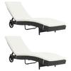 Sun Loungers Set of 2 with Wheels and Cushions Woven Resin
