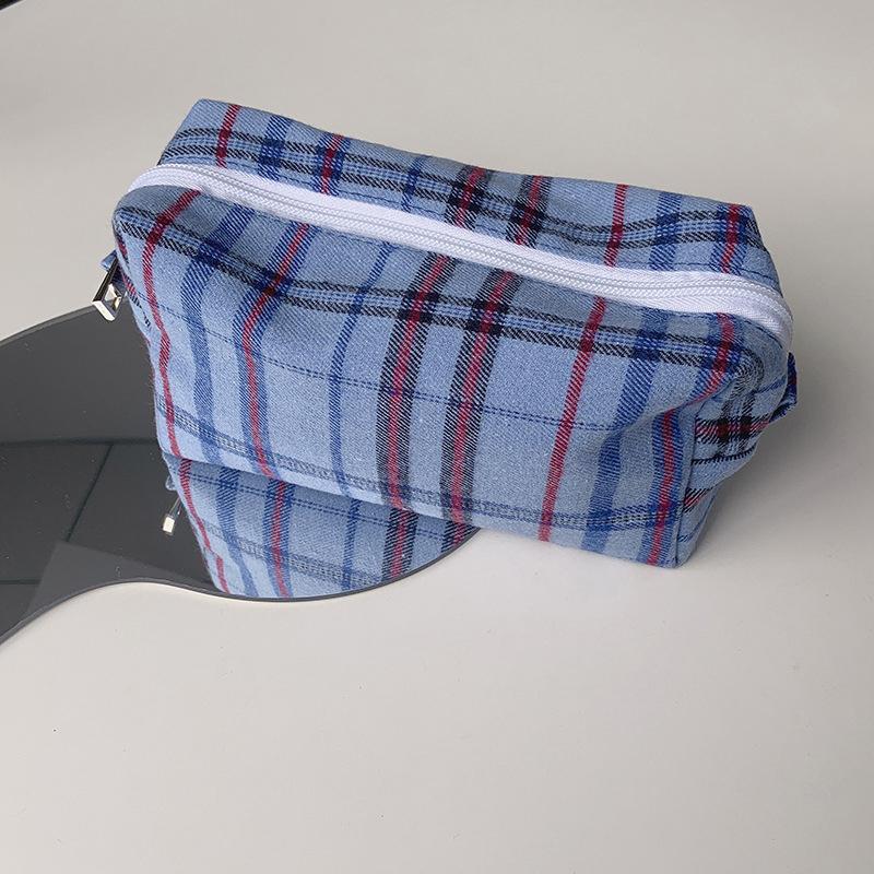 Sweet Cute Color Retro Plaid Cosmetic Bags Pencil Case Large Capacity Portable Girly Storage Bags Makeup Pouch Toiletry Bag Gift