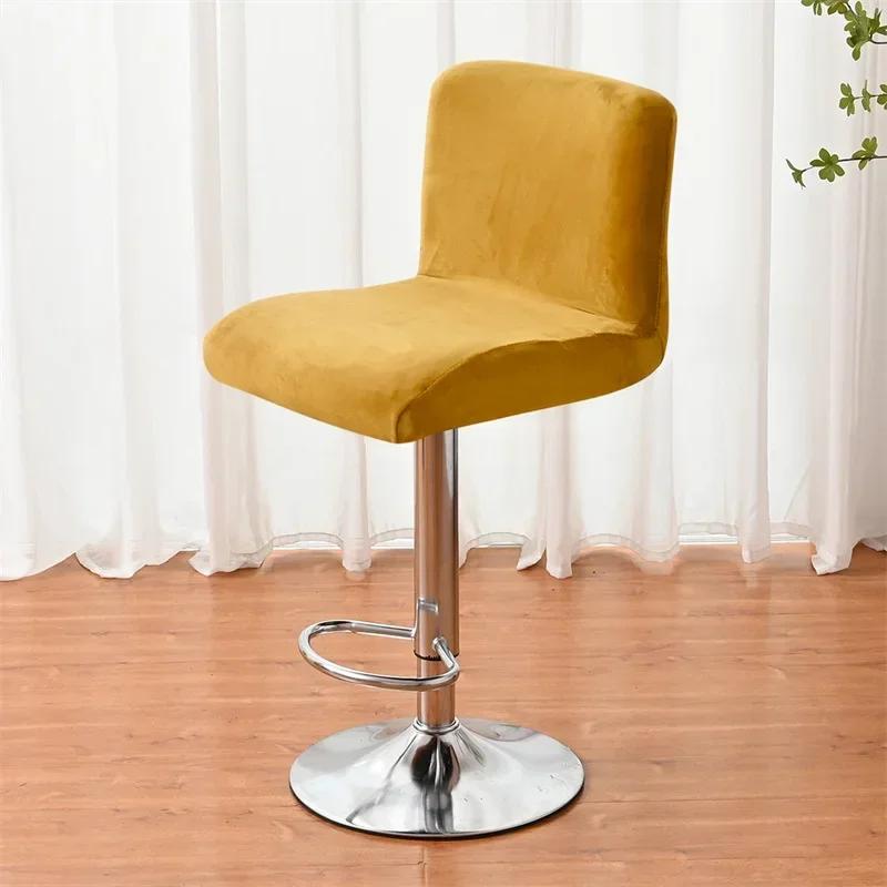 Stool Chair Cover Stretch Low Back Chair Seat Case Rotating Lift Chair Cover Solid Color Dining Protector Covers Home Velvet Bar