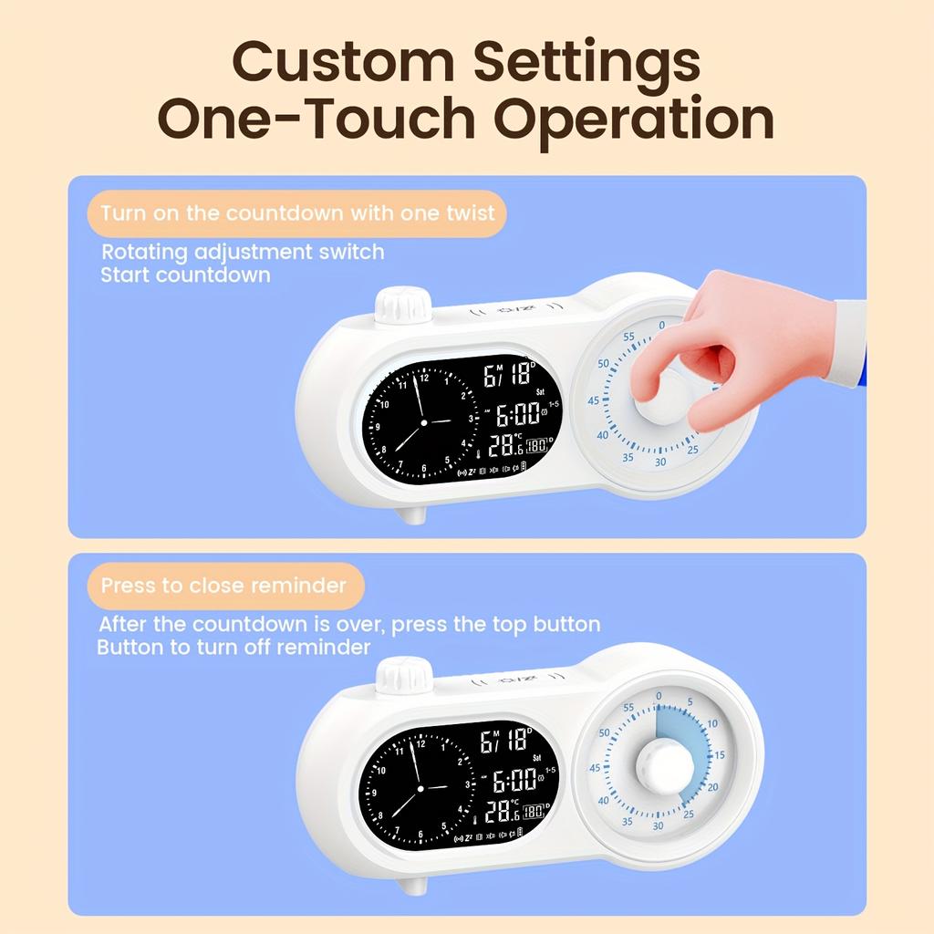 1pc Digital Alarm Clock with Night Light Large V.A Light Sensitive Display,Three Alarm Settings,Snooze Silent Function,Perpetual Calendar Date Display