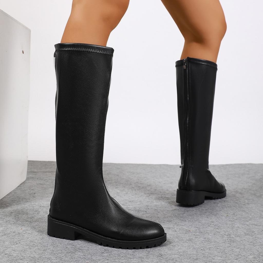 Square Toe But Knee Boots, Women's Autumn and Winter New Thick Legs, Slim Thick Heels, Skinny High Boots, Plush Knight Boots