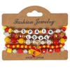 Bohemian World Cup National Pattern Seed Bead Pendant Bracelet Set