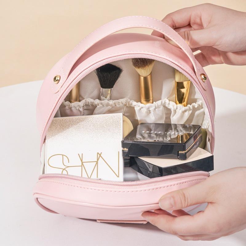 Waterproof Half-Circle Lipstick Makeup Bag - Large Capacity Travel Handbag