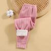 Children's Fleece-Lined Thickened Thermal Pants for Fall/Winter Medium-Large Sizes Solid Color Simple Pants