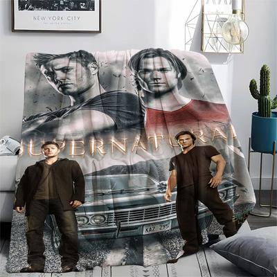 1 Stuk Supernatural Brothers Print Flanellen Deken, Hoge Kwaliteit Comfortabel voor Alle Seizoenen, Woondecoratie, Warmte en Comfort, Perfect voor Kerstcadeaus