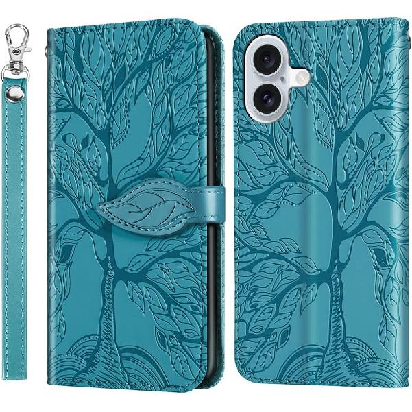 Case for iPhone 16 Plus Wallet Case, iPhone 16 Plus Case Leather with Strap Card Holder Magnetic Kickstand Shockproof Protective Case for iPhone 16