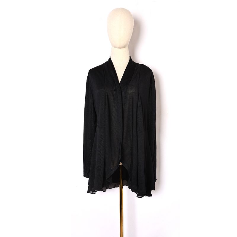 

Autumn Cardigan Long Sleeves Shawl Loose Leisure Slimming Work Clothing Outwear Sun Protection Shirt for Air Conditioned Rooms Shawl Mid-Length Top Black S