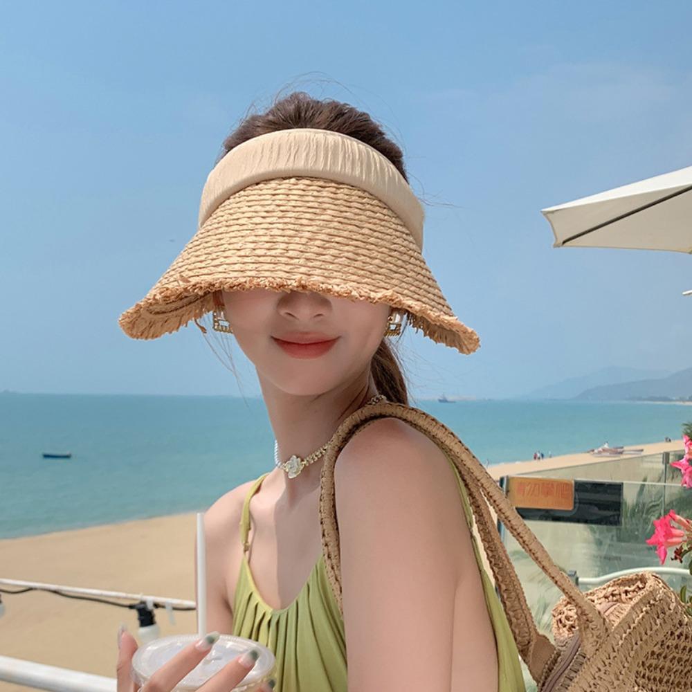 Foldable Sunshade Hat Large Brim Empty Top Beach Hat New Sun Cap