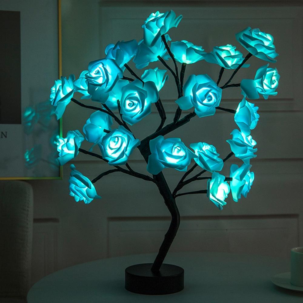 LED Table Lamp Rose Flower Tree USB Night Lights Home Decoration Xmas Christmas Wedding Bedroom Decor