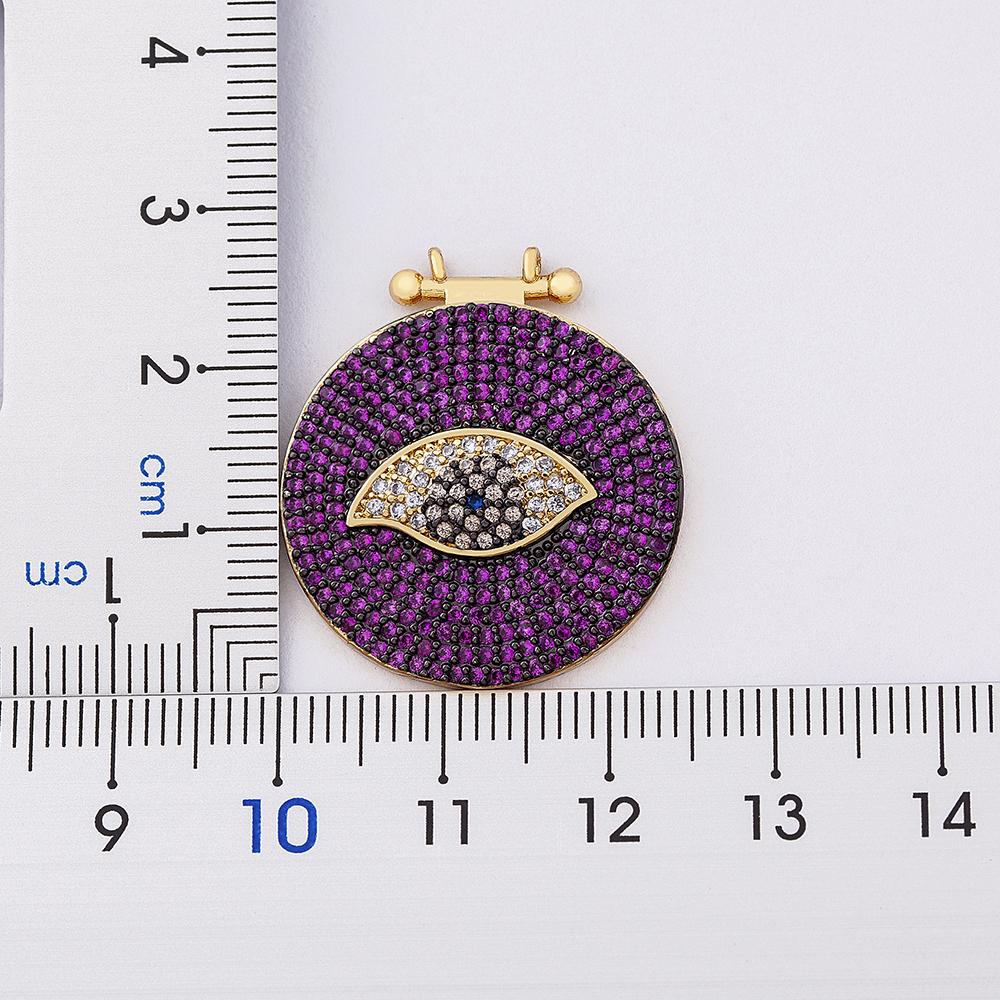 Classic Round Shape Cubic Zirconia Evil Eye Pendant Green/Purple Color Lucky Turkish CZ  Necklace Copper Link Chain Jewelry Gift