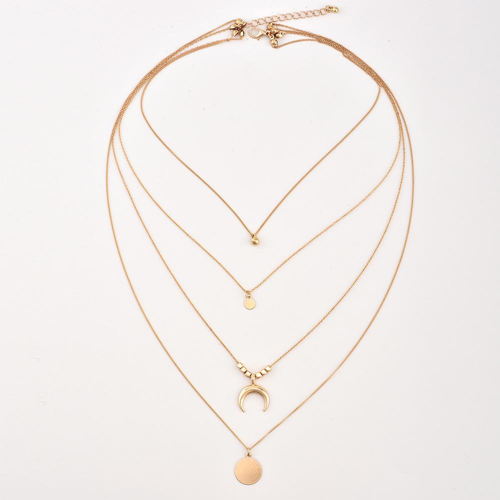 Women Fashion Multilayered Moon-circle Lady Pendant Delicate Fine Craft Ornaments