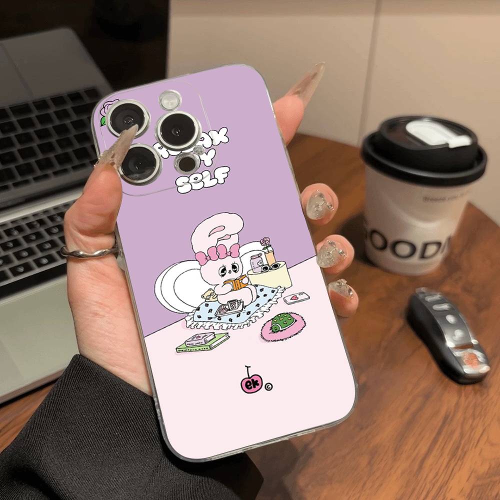 Esther Cute B-B-Bunny For iPhone 17 16 16e 15 14 13 12 11 Pro Max Mini Plus Phone Case