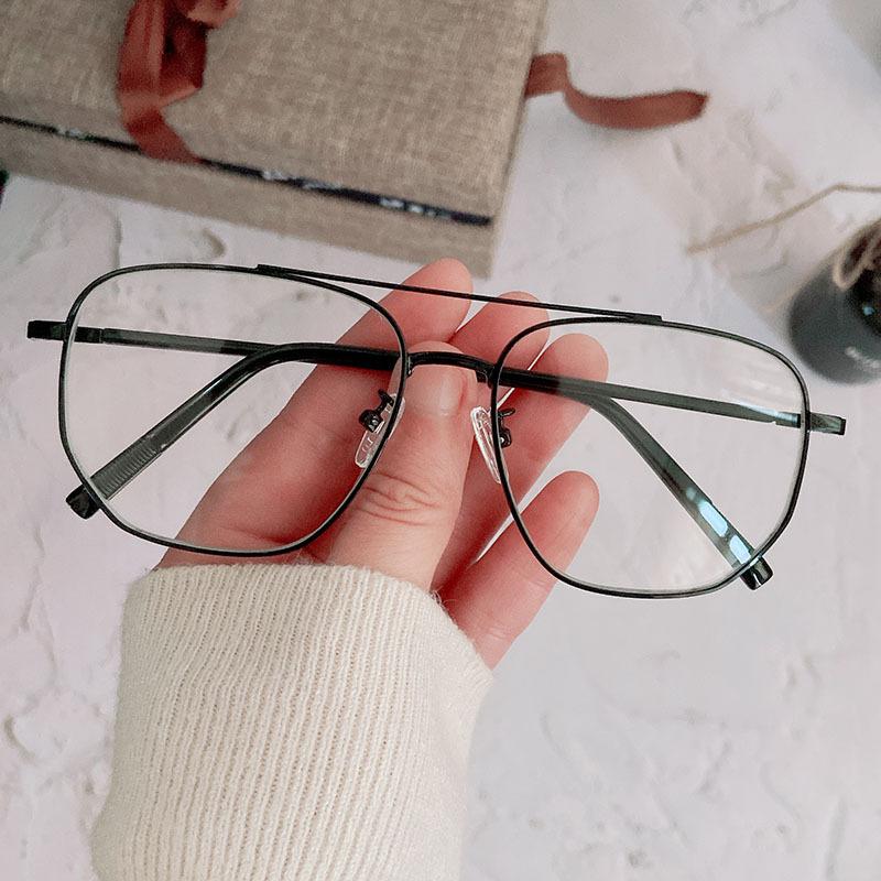Retro Double Beam Flat Glasses Irregular Business Glasses Frame Trendy Men And Women Personality Can Be Matched With Myopia Glasses Frame